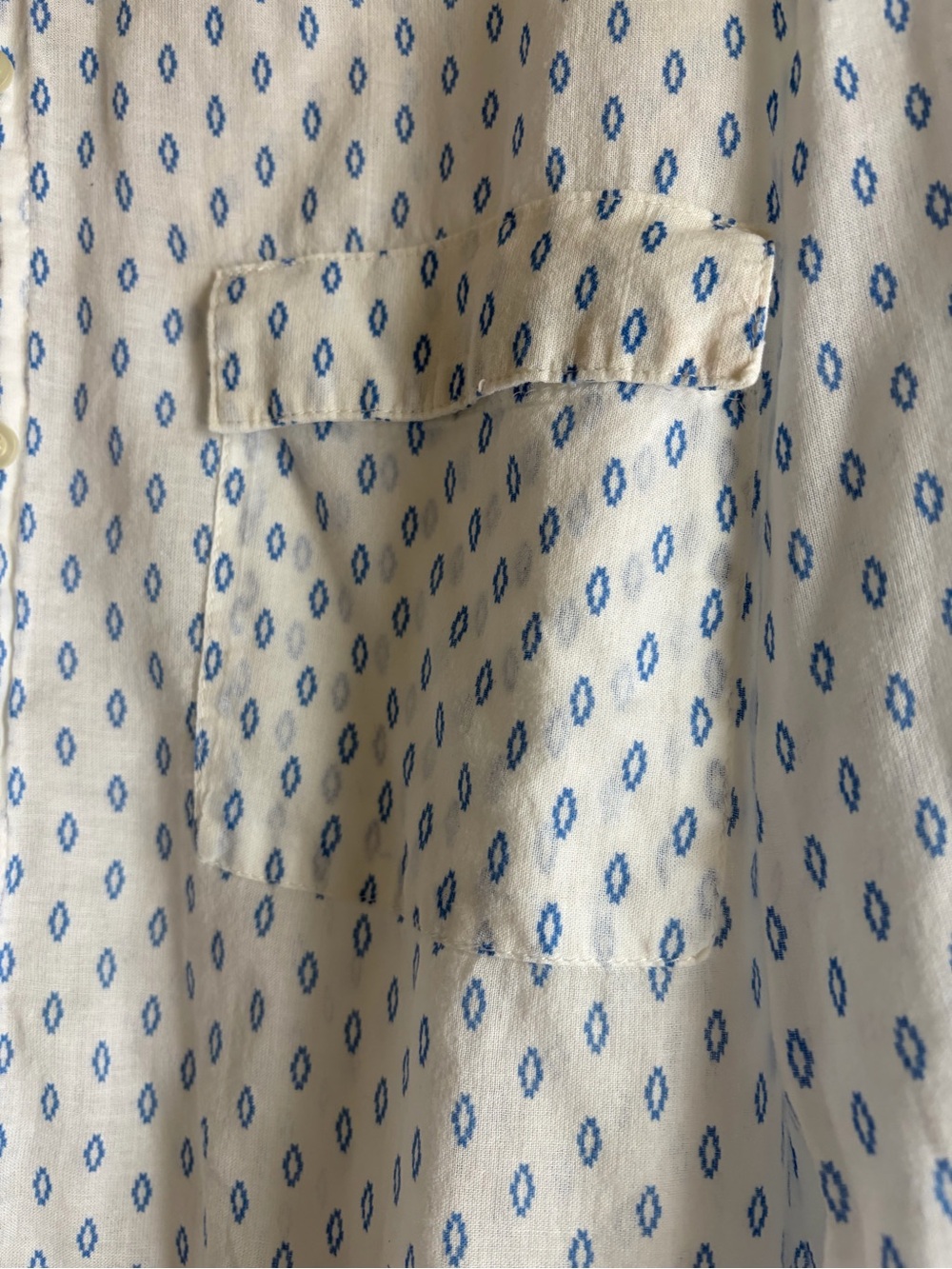 Gap boyfriend fit White Button-Up Shirt with Blue Micro Print - Picture 6 of 7